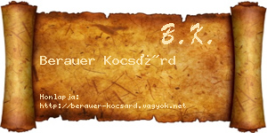 Berauer Kocsárd névjegykártya